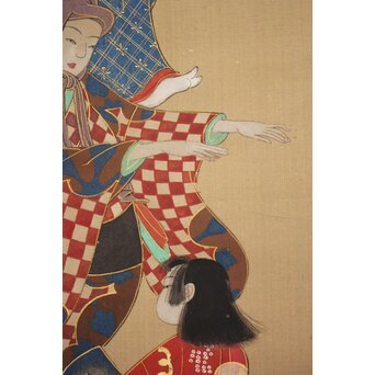 倣 岩佐又兵衛 風俗画 絹本掛軸3幅対　Z201 