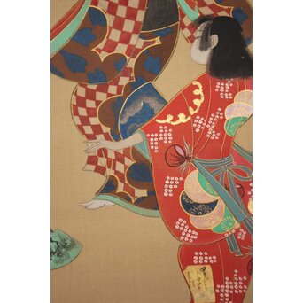 倣 岩佐又兵衛 風俗画 絹本掛軸3幅対　Z201 