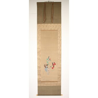 倣 岩佐又兵衛 風俗画 絹本掛軸3幅対　Z201 