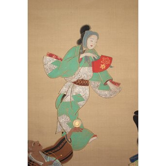 倣 岩佐又兵衛 風俗画 絹本掛軸3幅対　Z201 