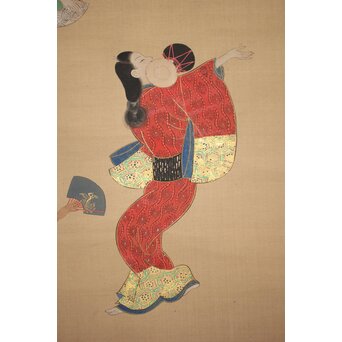 倣 岩佐又兵衛 風俗画 絹本掛軸3幅対　Z201 