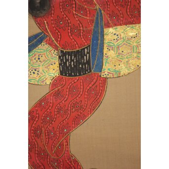 倣 岩佐又兵衛 風俗画 絹本掛軸3幅対　Z201 