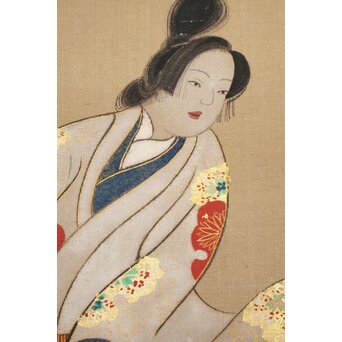 倣 岩佐又兵衛 風俗画 絹本掛軸3幅対　Z201 