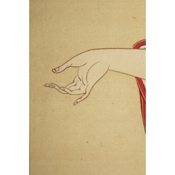 倣 月岡雪鼎 肉筆浮世絵【地獄太夫】絹本掛軸双福　Z202 