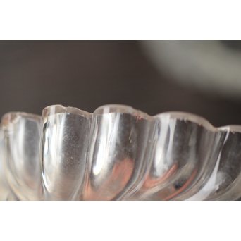 渦巻プレスガラスの茶托/小皿 6枚1組　Y022 