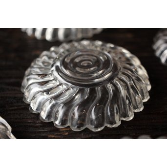 渦巻プレスガラスの茶托/小皿 6枚1組　Y022 