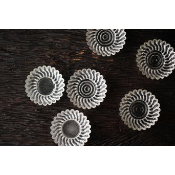 渦巻プレスガラスの茶托/小皿 6枚1組　Y022