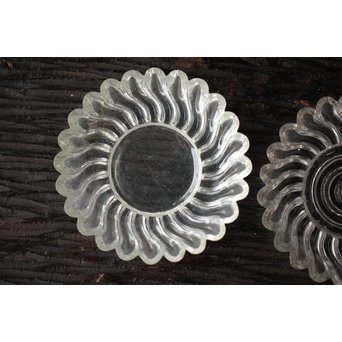 渦巻プレスガラスの茶托/小皿 6枚1組　Y022 