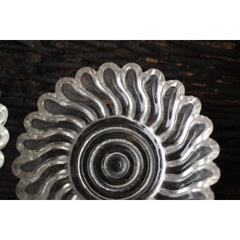 渦巻プレスガラスの茶托/小皿 6枚1組　Y022 