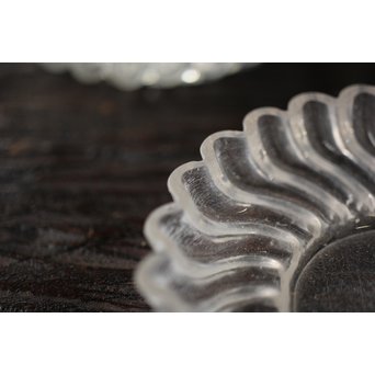 渦巻プレスガラスの茶托/小皿 6枚1組　Y022 