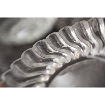 渦巻プレスガラスの茶托/小皿 6枚1組　Y022 