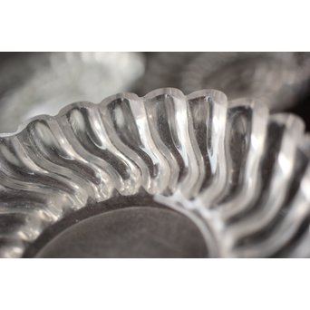 渦巻プレスガラスの茶托/小皿 6枚1組　Y022 