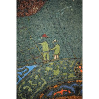 異国船 金唐革紙風 屏風　Z204 