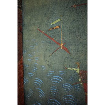 異国船 金唐革紙風 屏風　Z204 