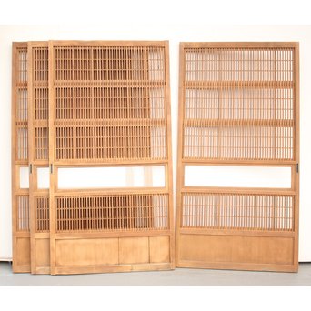 障子枠付 白木格子戸 4枚1組　L1018