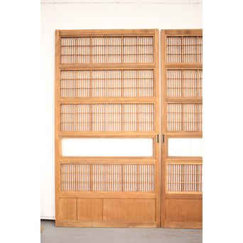 障子枠付 白木格子戸 4枚1組　L1018 