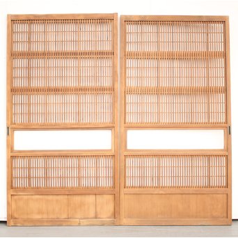 障子枠付 白木格子戸 4枚1組　L1018 