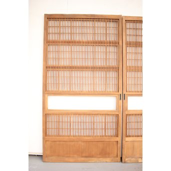 障子枠付 白木格子戸 4枚1組　L1018 