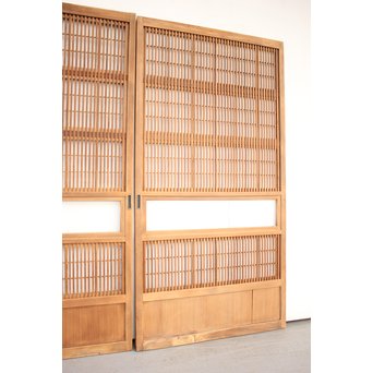 障子枠付 白木格子戸 4枚1組　L1018 