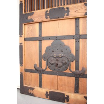 鉄金具 総欅格子蔵戸　W986Y 