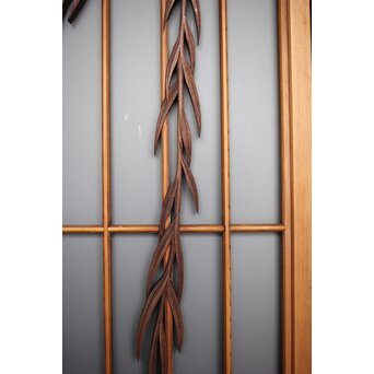 小野道風 柳と蛙 3枚1組 書院欄間　R2541 