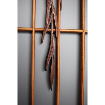 小野道風 柳と蛙 3枚1組 書院欄間　R2541 