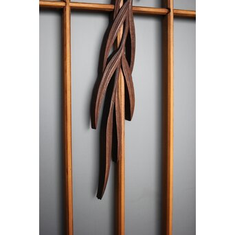 小野道風 柳と蛙 3枚1組 書院欄間　R2541 