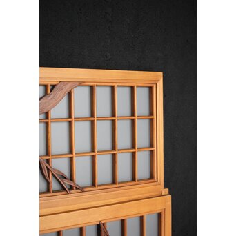 小野道風 柳と蛙 3枚1組 書院欄間　R2541 