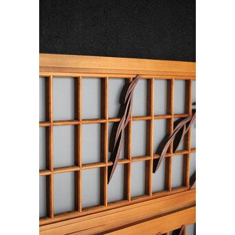 小野道風 柳と蛙 3枚1組 書院欄間　R2541 