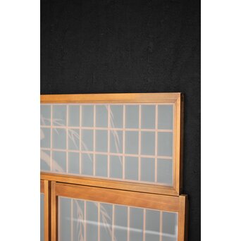 小野道風 柳と蛙 3枚1組 書院欄間　R2541 