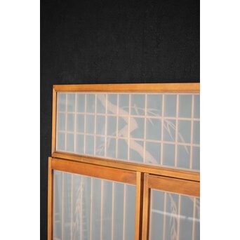 小野道風 柳と蛙 3枚1組 書院欄間　R2541 