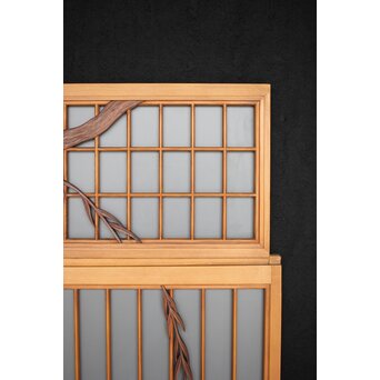 小野道風 柳と蛙 3枚1組 書院欄間　R2541 