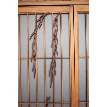 小野道風 柳と蛙 3枚1組 書院欄間　R2541 