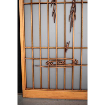 小野道風 柳と蛙 3枚1組 書院欄間　R2541 