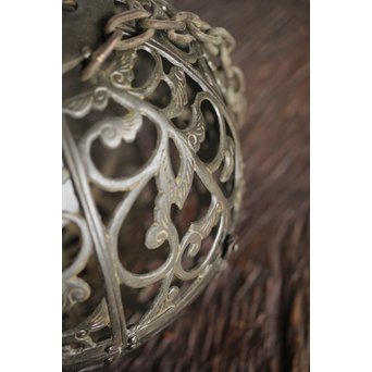 球体唐草文銅照明/灯籠　A1987 