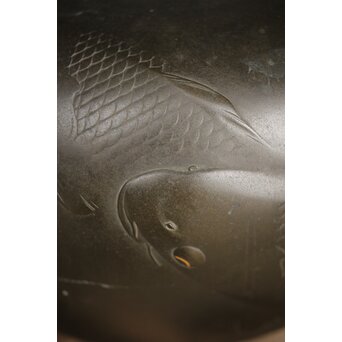 市岡紫雲 金象嵌鯉 花瓶　M188 