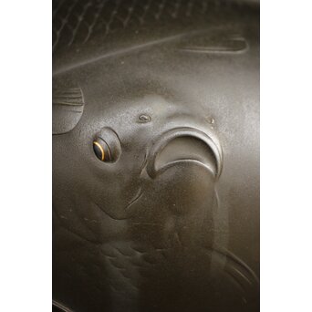 市岡紫雲 金象嵌鯉 花瓶　M188 