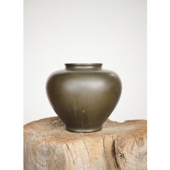 市岡紫雲 金象嵌鯉 花瓶　M188 