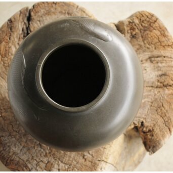 市岡紫雲 金象嵌鯉 花瓶　M188 