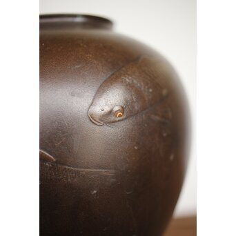 峰雲 金象嵌鯉 花瓶　M189 