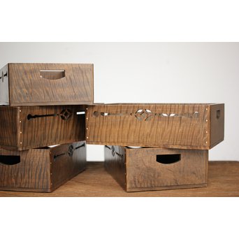 栃の虎斑 良杢莨盆 5個1組　X203 