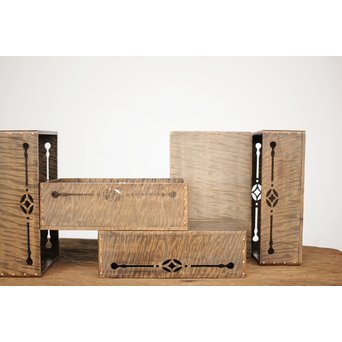 栃の虎斑 良杢莨盆 5個1組　X203