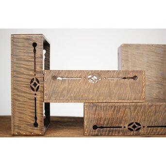 栃の虎斑 良杢莨盆 5個1組　X203 