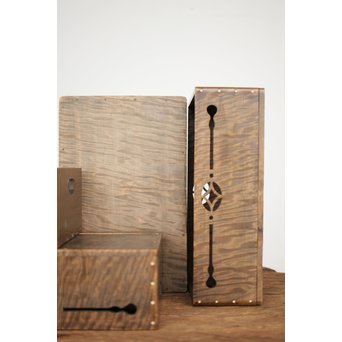 栃の虎斑 良杢莨盆 5個1組　X203 