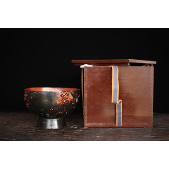 浄法寺 朱絵古代椀　Q091 