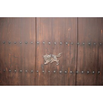 蔵戸風 獅子金具の格子戸 2枚1組　L1021 