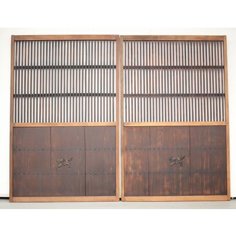 蔵戸風 獅子金具の格子戸 2枚1組　L1021