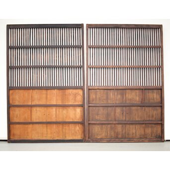蔵戸風 獅子金具の格子戸 2枚1組　L1021 