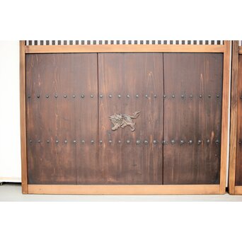 蔵戸風 獅子金具の格子戸 2枚1組　L1021 