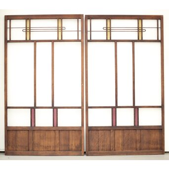 黄色と紫色ガラスの建具 2枚1組　GD1271Y